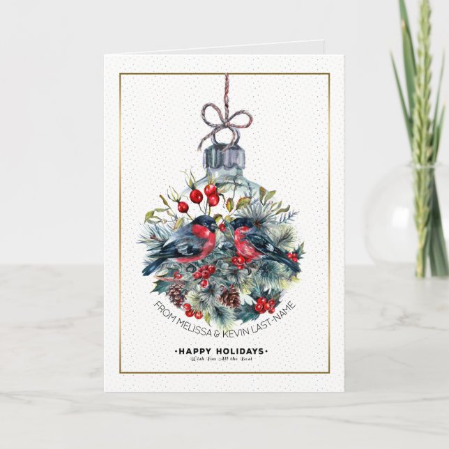 Cartes Pour Fêtes Annuelles Joyeux Noël Bull-Finch (Devant)