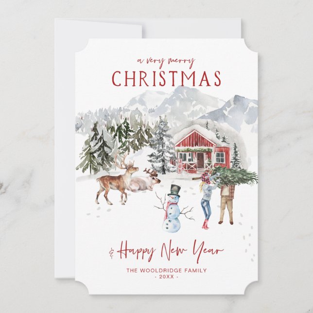 Cartes Pour Fêtes Annuelles Joyeux Noël | Cabine rustique cosy (Devant)