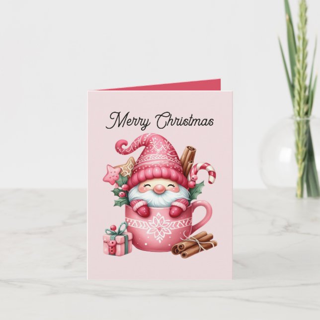 Cartes Pour Fêtes Annuelles Joyeux Noël cacao gnome ajouter un message (Devant)
