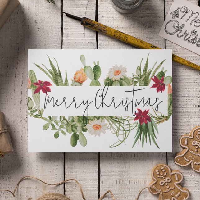 Cartes Pour Fêtes Annuelles Joyeux Noël Cactus Plante grasse Sud-Ouest (Créateur téléchargé)