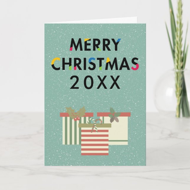 Cartes Pour Fêtes Annuelles Joyeux Noël Cadeaux Boîtes Vacances Wreath (Devant)