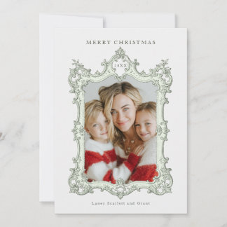 Cartes Pour Fêtes Annuelles Joyeux Noël Cadre Élégant Vintage Vert