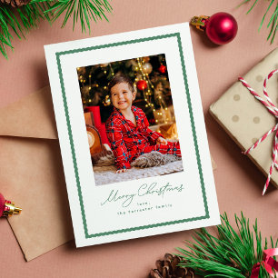Cartes Pour Fêtes Annuelles Joyeux Noël cadre photo simple vert ondulé