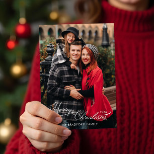 Cartes Pour Fêtes Annuelles Joyeux Noël Calligraphie Élégante 1-Photo