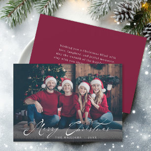 Cartes Pour Fêtes Annuelles Joyeux Noël Calligraphie Élégante Photo de Famille