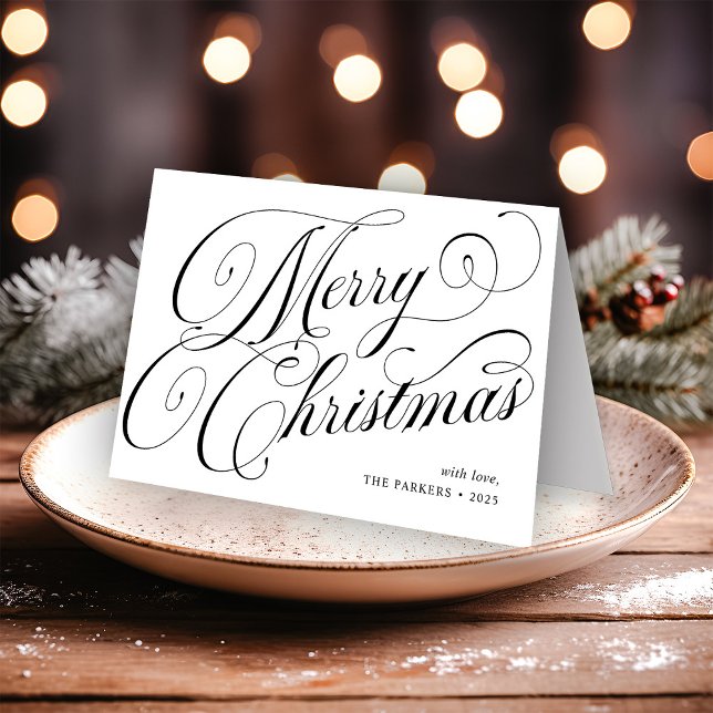 Cartes Pour Fêtes Annuelles Joyeux Noël | Calligraphie noir et blanc (Créateur téléchargé)
