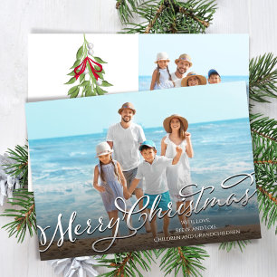 Cartes Pour Fêtes Annuelles Joyeux Noël Calligraphie Script Silver Photo