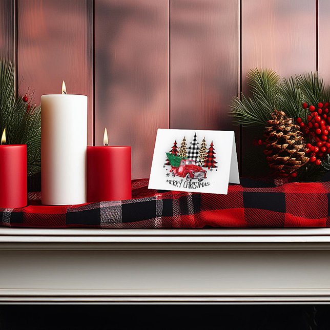 Cartes Pour Fêtes Annuelles Joyeux Noël camion et arbres (Créateur téléchargé)