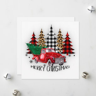 Cartes Pour Fêtes Annuelles Joyeux Noël camion et arbres de Noël 