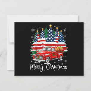 Cartes Pour Fêtes Annuelles Joyeux Noël Camion Rouge Vintage Drapeau Américain