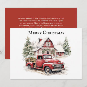 Cartes Pour Fêtes Annuelles Joyeux Noël Camion Vintage Pins de Neige