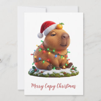 Cartes Pour Fêtes Annuelles Joyeux Noël Capy sans souci Capybara Lumières