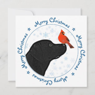 Cartes Pour Fêtes Annuelles Joyeux Noël Cardinal Chien Black Labrador