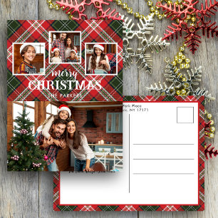 Cartes Pour Fêtes Annuelles Joyeux Noël carreau rouge/vert rustique 4-Photo