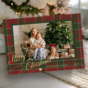 Cartes Pour Fêtes Annuelles Joyeux Noël carreau tartan rouge vert 1 photo