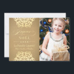 Cartes Pour Fêtes Annuelles Joyeux Noël Carte-Photo | Papier Kraft et Or<br><div class="desc">Élégant et formelle "Joyeux Noël" carte photo dispose d'un flocon de neige décoratif Suzani motif et un texte personnalisé qui peut être personnalisé. Couleurs: papier kraft brun avec un aspect texturé et or qui a une apparence brillante et métallique.</div>