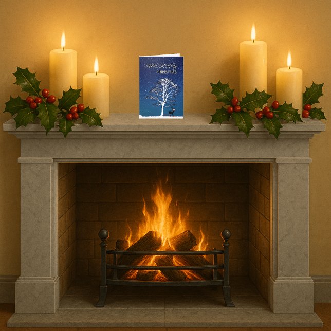 Cartes Pour Fêtes Annuelles Joyeux Noël cerf nuit ciel (Créateur téléchargé)