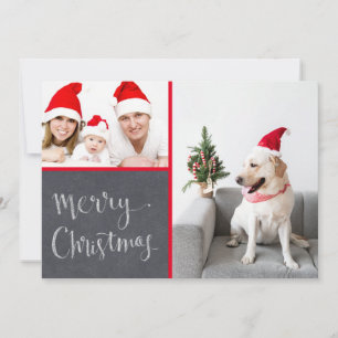Cartes Pour Fêtes Annuelles Joyeux Noël Chalk Design Double Photo