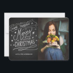 Cartes Pour Fêtes Annuelles Joyeux Noël Chalkboard Script photo de vacances<br><div class="desc">Joyeux Noël Chalkboard Script photo de vacances</div>