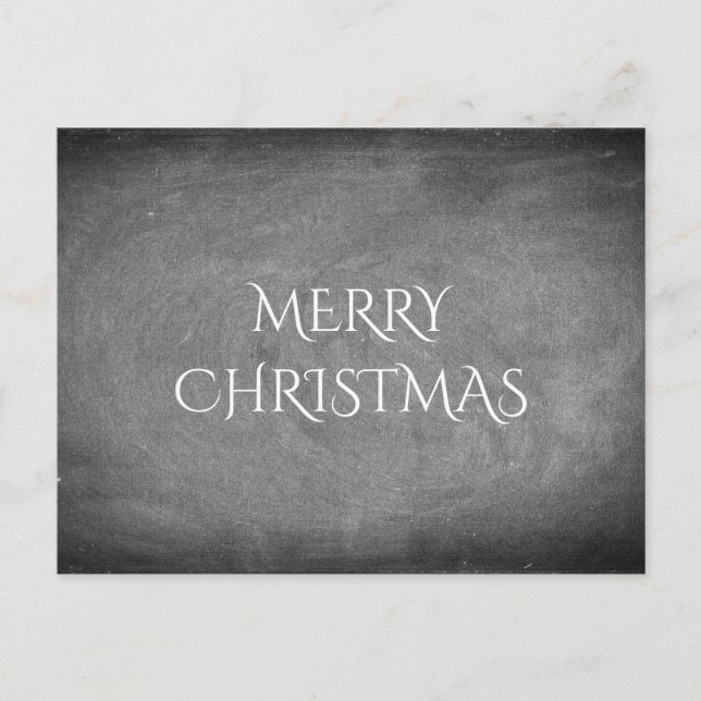 Cartes Pour Fêtes Annuelles Joyeux Noël Chalkboard Typographie noir blanc (Devant)