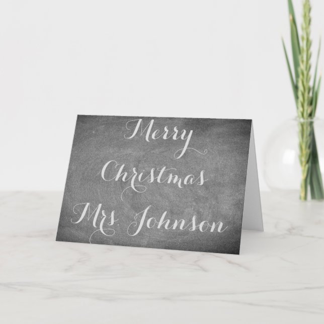 Cartes Pour Fêtes Annuelles Joyeux Noël Chalkboard Typographie noir blanc (Devant)