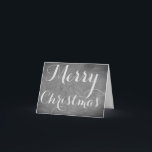 Cartes Pour Fêtes Annuelles Joyeux Noël Chalkboard Typographie noir blanc<br><div class="desc">Joyeux Noël Chalet tableau noir Elégant écriture manuscrite Typographie Gris Noir Blanc Fête Carte de la saison,  vous pouvez ajouter du texte et votre nom</div>