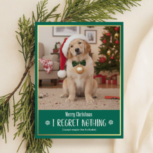 Cartes Pour Fêtes Annuelles Joyeux Noël Chapeau de Père Noël de Chiot Photo Mi