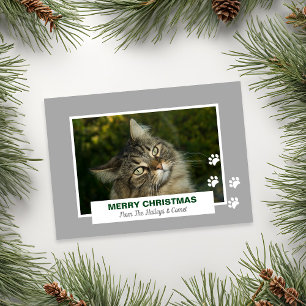 Cartes Pour Fêtes Annuelles Joyeux Noël Chat Blanc Empreintes de pattes Photo
