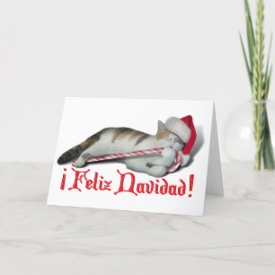 Cartes Pour Fêtes Annuelles Joyeux Noël - Chat canne en sucre