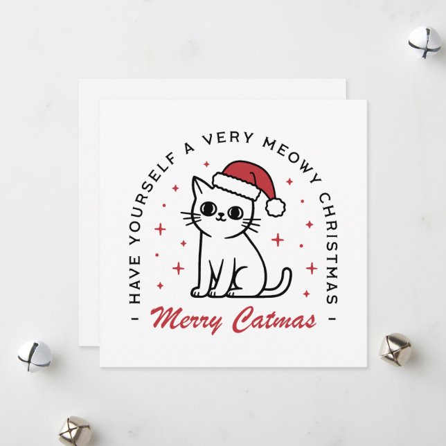 Cartes Pour Fêtes Annuelles Joyeux Noël chat esthétique (Devant/Arrière en situation)