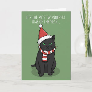Cartes Pour Fêtes Annuelles Joyeux Noël Chat Grincheux Drôle avec Chapeau de P