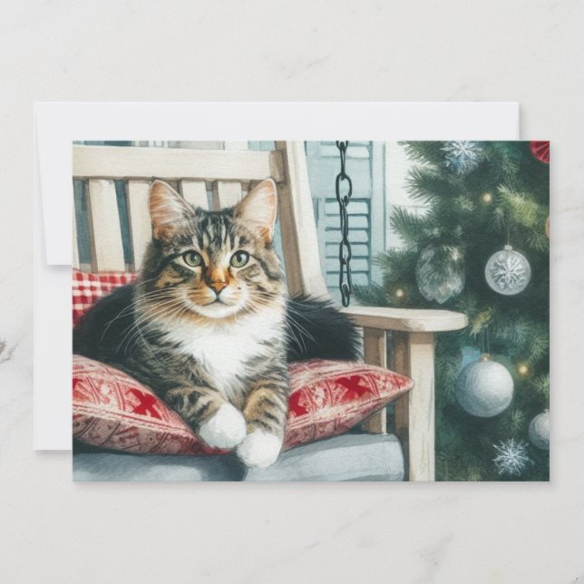 Cartes Pour Fêtes Annuelles Joyeux Noël Chat Mignon  (Devant)