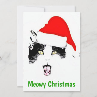 Cartes Pour Fêtes Annuelles Joyeux Noël chat mignon miaulant