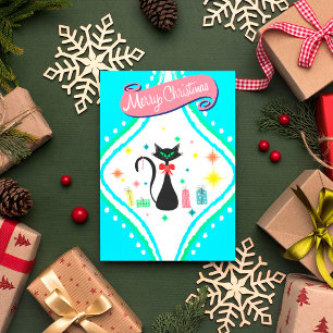 Cartes Pour Fêtes Annuelles Joyeux Noël Chat Siamois Rétro