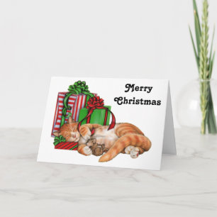 Cartes Pour Fêtes Annuelles Joyeux Noël Chat, souris et cadeaux de Noël