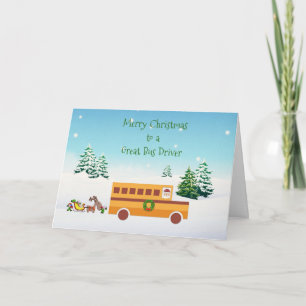 Cartes Pour Fêtes Annuelles Joyeux Noël, chauffeur de bus scolaire