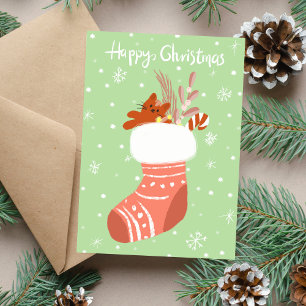 Cartes Pour Fêtes Annuelles Joyeux Noël Chaussette de Kitty Chat Drôle