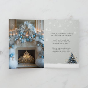 Cartes Pour Fêtes Annuelles Joyeux Noël Cheminée Blanche Ornements Bleus