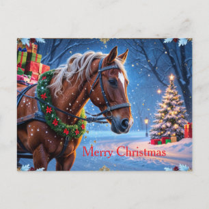 Cartes Pour Fêtes Annuelles Joyeux Noël Cheval avec cadeaux de vacances