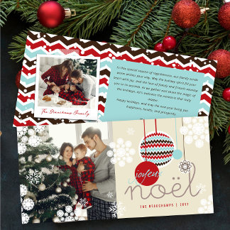 Cartes Pour Fêtes Annuelles Joyeux Noel Chevron Décor de Noël Photo moderne