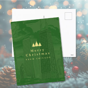 Cartes Pour Fêtes Annuelles Joyeux Noël Chicago Holiday Post Card