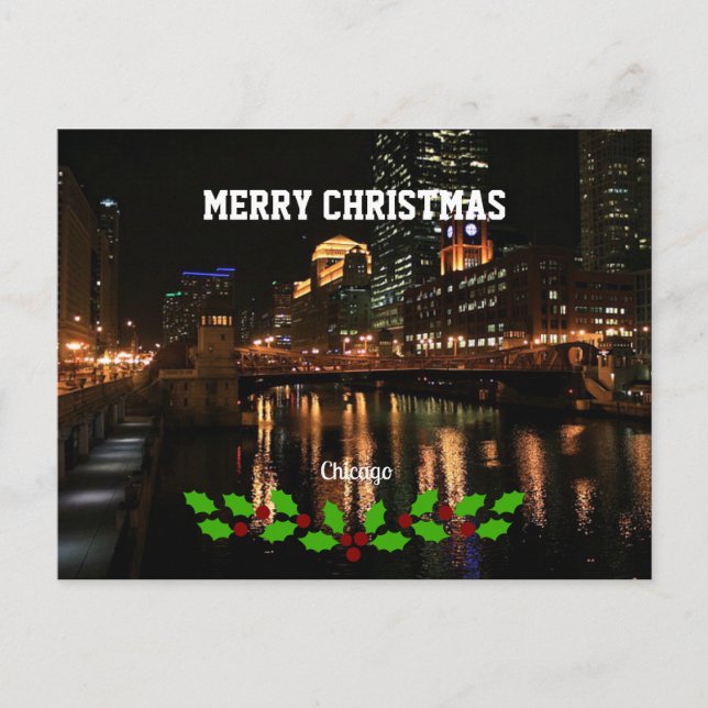 Cartes Pour Fêtes Annuelles Joyeux Noël - Chicago Skyline (Devant)