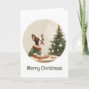 Cartes Pour Fêtes Annuelles Joyeux Noël chien Boston Terrier