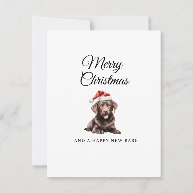 Cartes Pour Fêtes Annuelles Joyeux Noël chien chat labrador au chocolat (Devant)