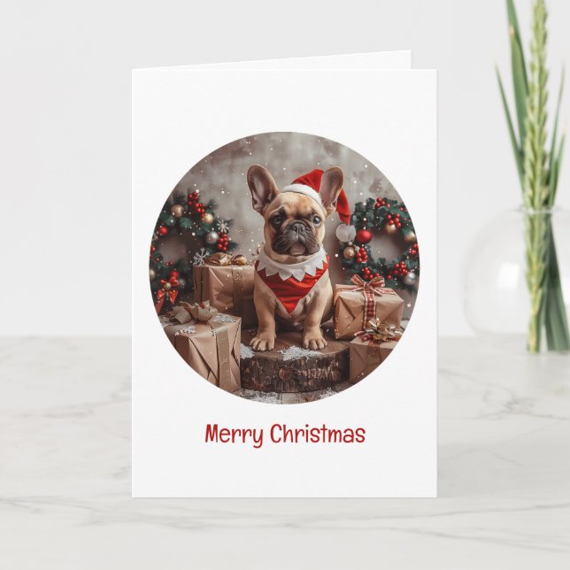 Cartes Pour Fêtes Annuelles Joyeux Noël Chien de Chien de Chien de Père Noël (Devant)