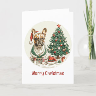 Cartes Pour Fêtes Annuelles Joyeux Noël Chien d'Elfe Chien Français