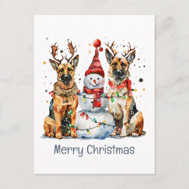 Cartes Pour Fêtes Annuelles Joyeux Noël Chiens bergers allemands (Devant)