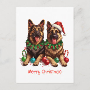 Cartes Pour Fêtes Annuelles Joyeux Noël Chiens bergers allemands