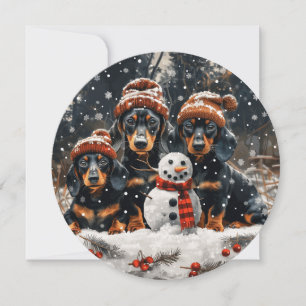 Cartes Pour Fêtes Annuelles Joyeux Noël Chiens Chiens Snowman