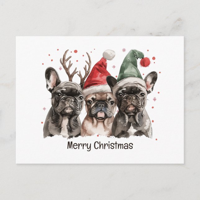 Cartes Pour Fêtes Annuelles Joyeux Noël Chiens de rennes Français (Devant)